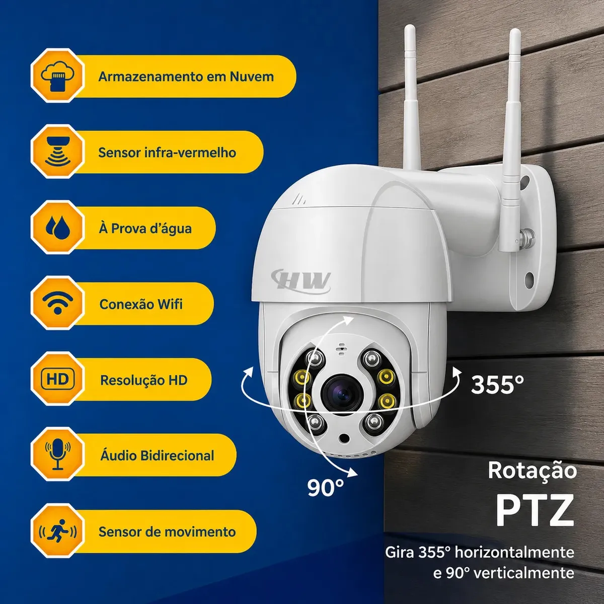 Kit 2 Câmera Segurança Ip Interna Externa Wifi - Bivolt 110V/220V versao 2