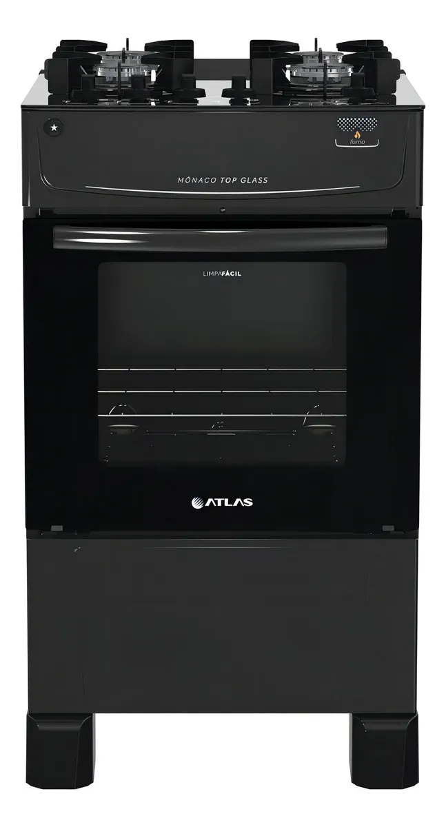 Fogão 4 Bocas Atlas Mônaco Top Glass com Mesa de Vidro - Bivolt 110V/220V versao 2