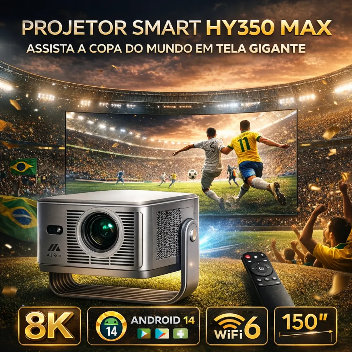 Mini Projetor Smart Portátil Hy350 8k Android Bluetooth 110v versao 2