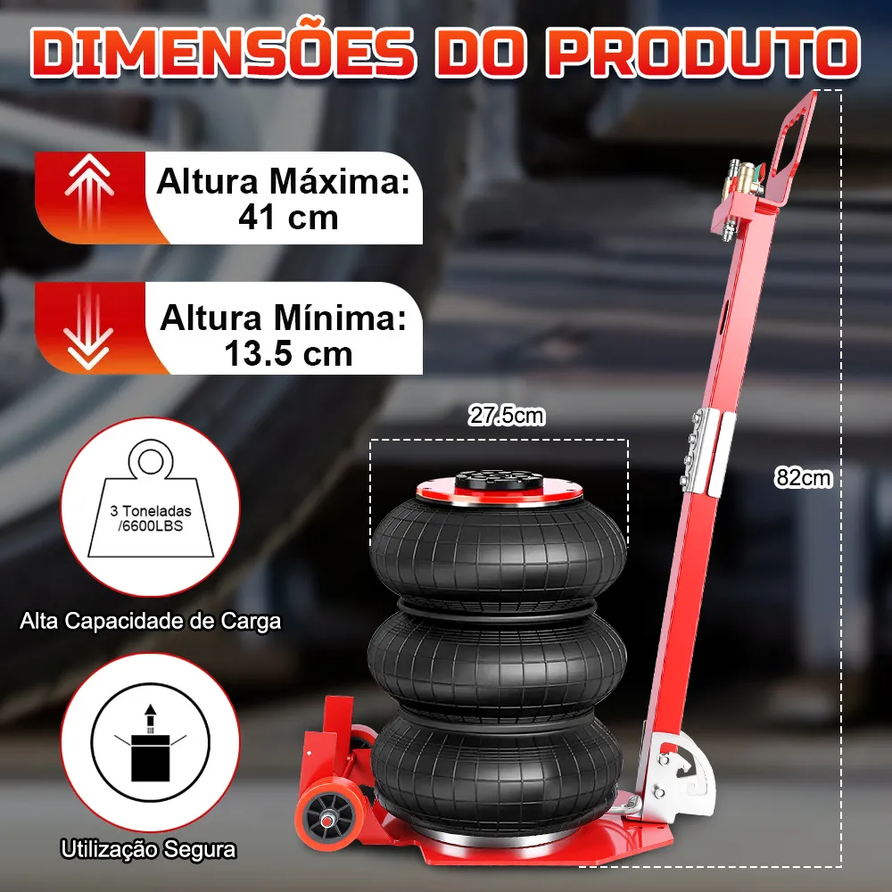 Macaco Pneumático Automotivo Ar Tipo Bolsa - 3 Ton versao 2